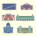 Monuments thin line vector icons