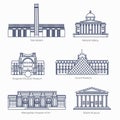 Monuments thin line vector icons.