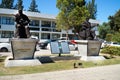 Monuments to famous Turkish figures in the center of Fethiye.