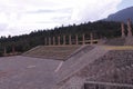 The other side of monuments on top of stairs, Centro Ceremonial Otomi in Estado de Mexico. side view Royalty Free Stock Photo