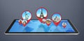 Monuments of the world on a modern tablet Royalty Free Stock Photo
