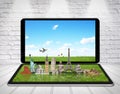 Monuments of the world on a tactile tablet Royalty Free Stock Photo