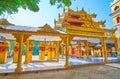 The shady alleyway in Thanboddhay monastery, Monywa, Myanmar