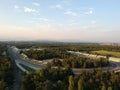 Monza circuit aerial view at sunset, shot with drone Royalty Free Stock Photo