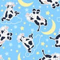 Moo Cows at night seamless pattern