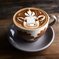 Moo-latte Magic: A Whimsical Cappuccino with Bovine Latte Art