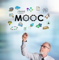 Businessman drawing mooc concept