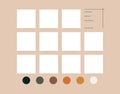 Mood board mosaic frame. Minimalist photo collage grid, blank moodboard mockup portfolio presentation blog. Vector set