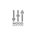 Mood Booster logo design template. Emoticon in equalizer logo concept. Isolated on white background.