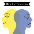 Mood disorder. Split personality. Bipolar disorder mind mental. Dual personality concept