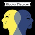 Mood disorder. Split personality. Bipolar disorder mind mental. Dual personality concept Royalty Free Stock Photo