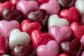 Mood of love with colorful Heart-Shaped Candies. Love and Valentine\'s concept.