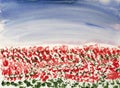 Places series. Poppy field. Abstract watercolor background