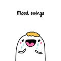 Mood swings bipolar disorder symptom man expressive in cartoon comic style