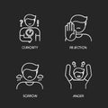 Mood and temperament chalk white icons set on black background Royalty Free Stock Photo