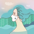 Mood to Travel Cover. Woman in Protective Mask, Respirator, background