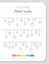 Mood tracker blank template for bullet journal.