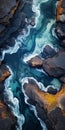 Moody Aerial Photograph Of Flowing Liquid Over Rocks