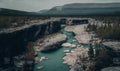 Moody Aerial View of Sweden\'s Abisko National Park River Canyon Landscape. Perfect for Travel Posters and Web Landing Pages.