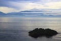East Sooke Park, Vancouver Island, Moody Autumn Day along Juan de Fuca Strait with Olympic Mountains, British Columbia, Canada