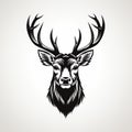 Moody Black And White Deer Head Vector Illustration Royalty Free Stock Photo