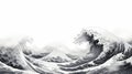 Moody Black And White Vector Illustration Of The Great Wave