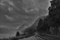 Moody weather Landscape of road to Ulvik Norway