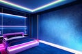 Moody Blue Abstract Studio Room.AI Generated