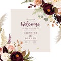 Moody boho chic wedding vector design frame Royalty Free Stock Photo