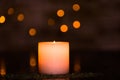 Moody candlelight with a nice fuzzy light bokeh. Perfect for the spa. Royalty Free Stock Photo