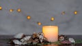 Moody candlelight with a nice fuzzy light bokeh. Perfect for the spa. Royalty Free Stock Photo