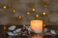 Moody candlelight with a nice fuzzy light bokeh. Perfect for the spa. Royalty Free Stock Photo