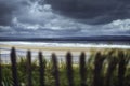 Cloudy day on the Enniscrone Beach. Royalty Free Stock Photo