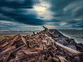 Moody clouds at the PNW coast Royalty Free Stock Photo