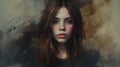 Moody Digital Portrait Of Young Girl By Yaodan Chi