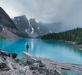 A moody evening at Moraine Lake in Banff National Park Royalty Free Stock Photo