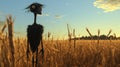 Moody Harpy In A Surreal Wheat Field: Goro Fujita Inspired 3d Render