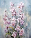 Moody Layers: A Thick Impasto Technique of Wild Orchid Flowers on a Lilac Wall