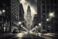 Moody monochrome view of cityscape, urban city, historical and classic, black and white Royalty Free Stock Photo