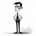 Moody Monotones: A Cartoon Man In A Suit And Tie Royalty Free Stock Photo