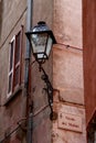 Moody morning at the narrow streets of Argengo, Italy