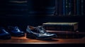 Moody Neo-noir Inspired Blue Shoes On Table