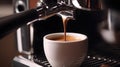 Moody Photo of Coffee Beans and a Cup with Freshly Brewed Coffee on a Dark Background