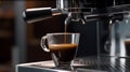 Moody Photo of Coffee Beans and a Cup with Freshly Brewed Coffee on a Dark Background