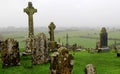 Moody scene of Celtic crosses and gravestones, historic Rock Of Cashel,Ireland,2014 Royalty Free Stock Photo