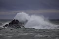 Moody seascape in a stormy afternoon