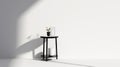 Moody Shadows: Modern White Table With Ambient Occlusion Vase