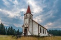 Moody skies over the former Sacred Heart Catholic Mission Church of Columbia Band First Nation, near Windermere, BC