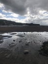 Moody Skies Over Kilve Beach Landscape , Somerset, England, UK Royalty Free Stock Photo