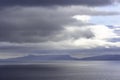 Moody sky above lake with islands.Beautiful landscape of Scotland ,UK Royalty Free Stock Photo